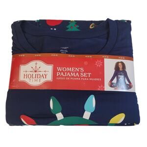 Holiday Time Women's PJ Set Size Medium 8-10 Festive Long Sleeve NWT Christmas